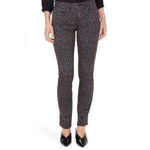 NYDJ Alina Legging Skinny Jeans Animal Print  Gray Black Mid Rise 29" Inseam